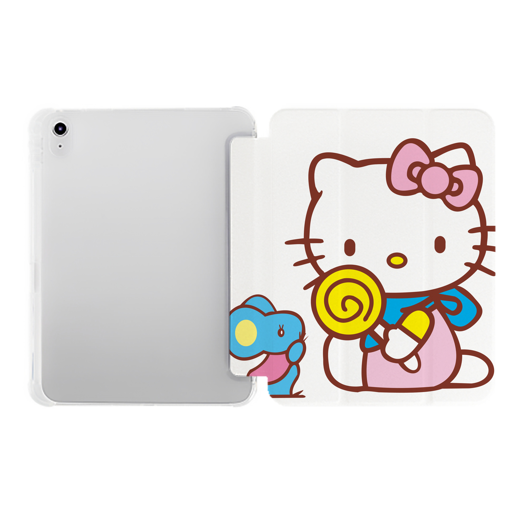 （画像用） Hello Kitty ハローキティ IPad ケース ペン収納付き 三つ折りスタンド PUレザー×シリコン 対応機種9.5/10.5/10.9インチ